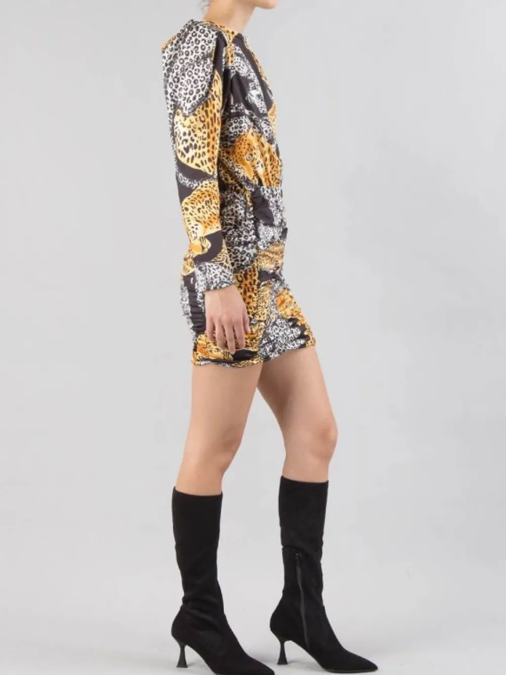 ABITO CORTO LEOPARDATO CON GONNA ADERENTE | 5 PROGRESS Fashion