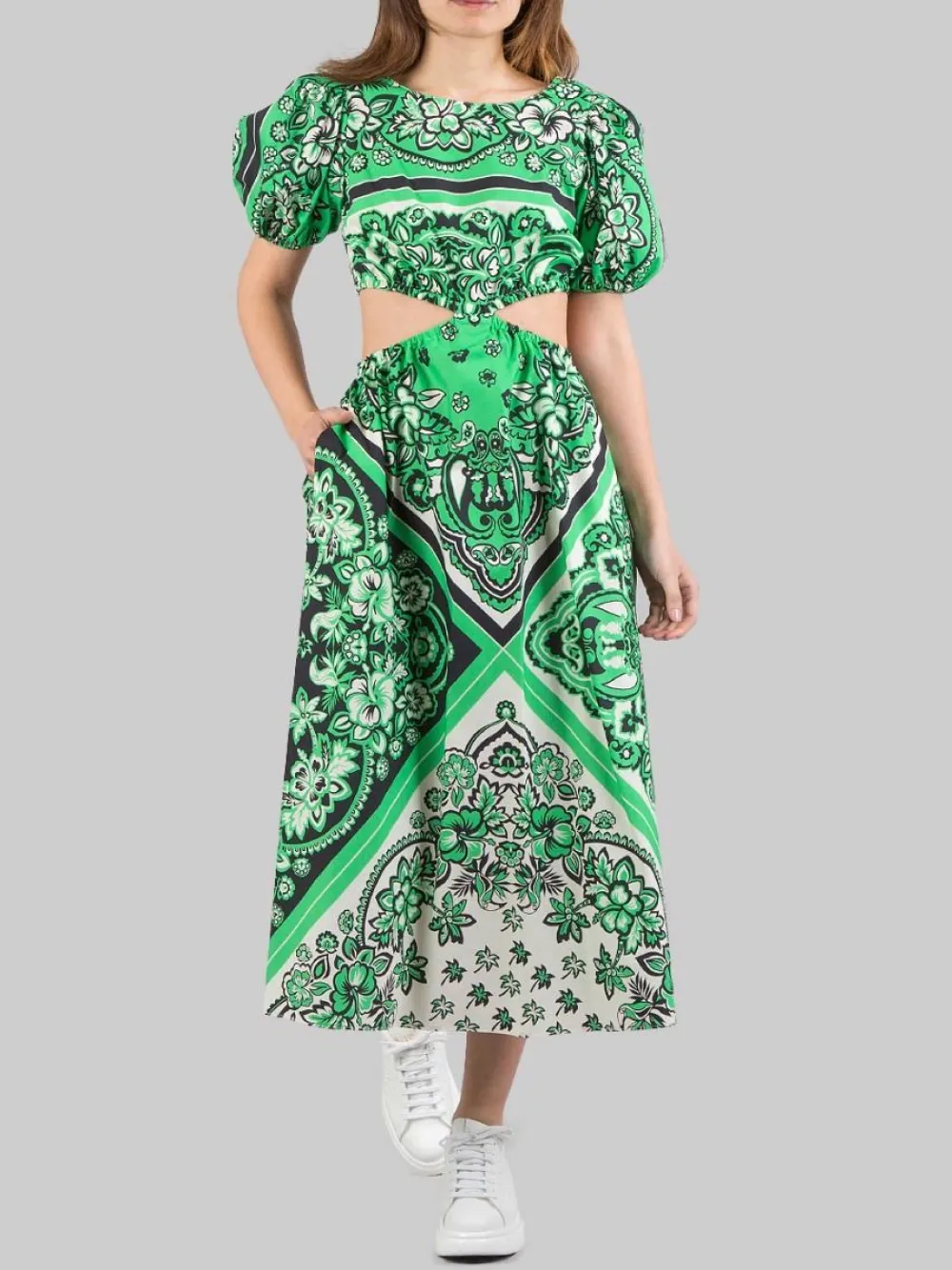 ABITO IN POPELINE DI COTONE A FANTASIA BANDANA CON FIOCCO | RED VALENTINO Online