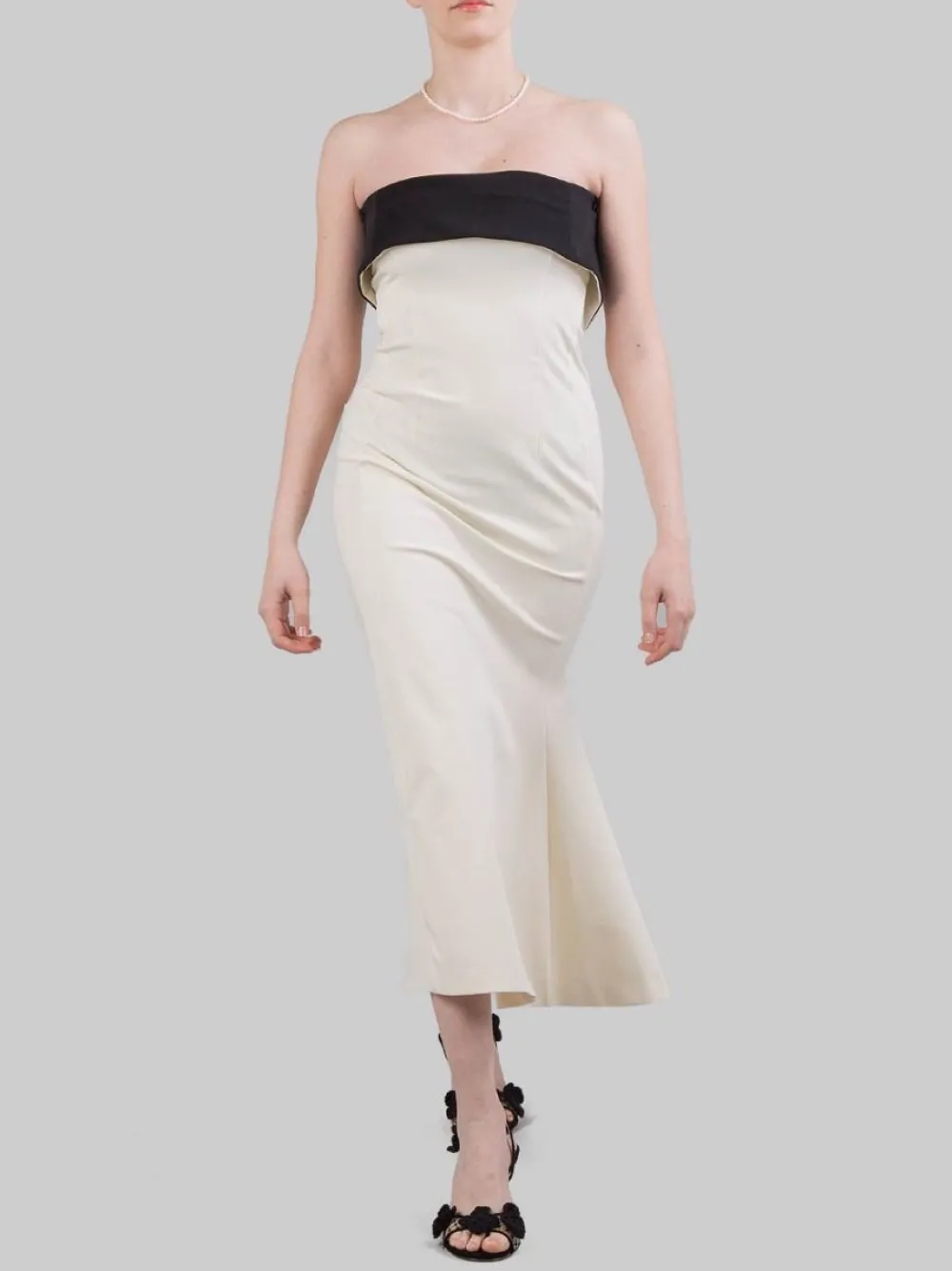 ABITO MIDI BUSTIER IN COTONE CON RISVOLTO A CONTRASTO | PHILOSOPHY DI LORENZO SERAFINI Discount