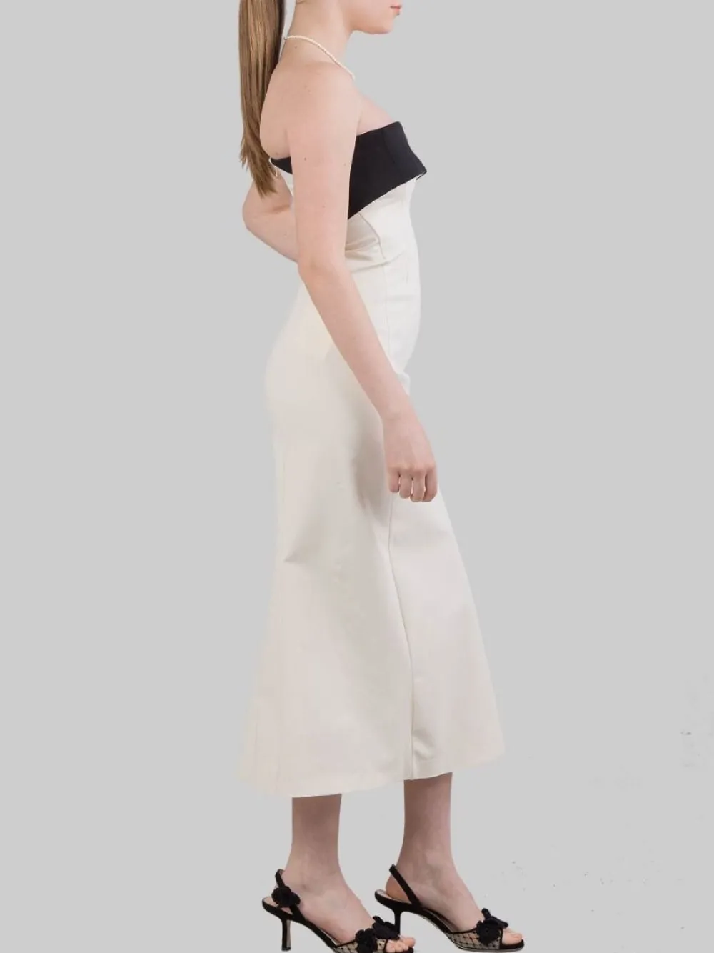ABITO MIDI BUSTIER IN COTONE CON RISVOLTO A CONTRASTO | PHILOSOPHY DI LORENZO SERAFINI Discount