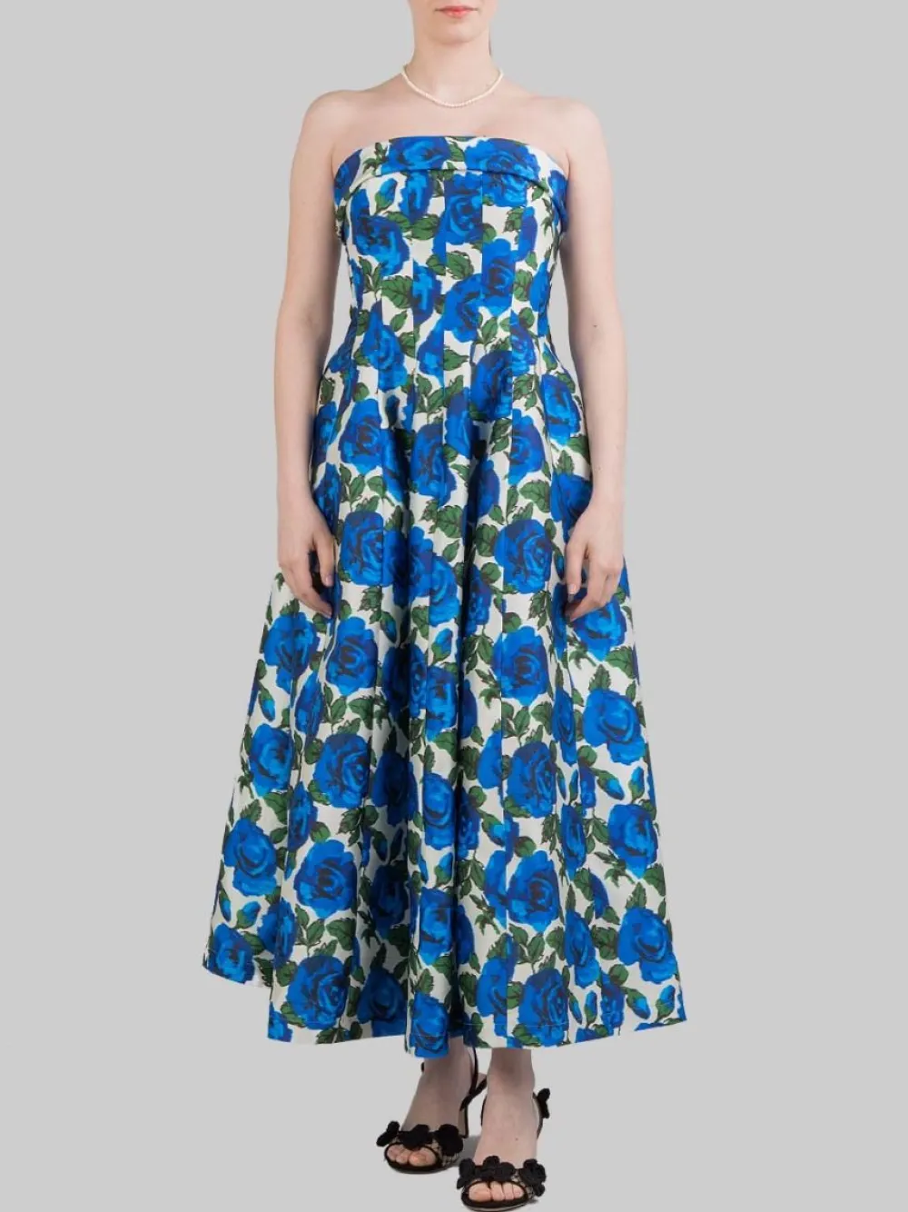 ABITO MIDI BUSTIER SENZA MANICHE A FANTASIA ROSE BLU | PHILOSOPHY DI LORENZO SERAFINI Clearance
