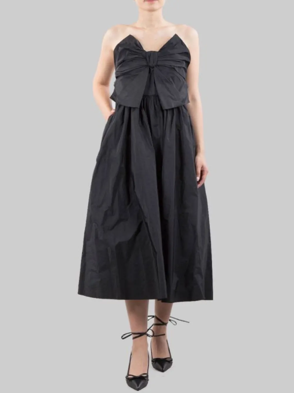 ABITO MIDI SENZA MANICHE IN TAFFETAS CROCCANTE CON FIOCCO ANTERIORE | RED VALENTINO Outlet