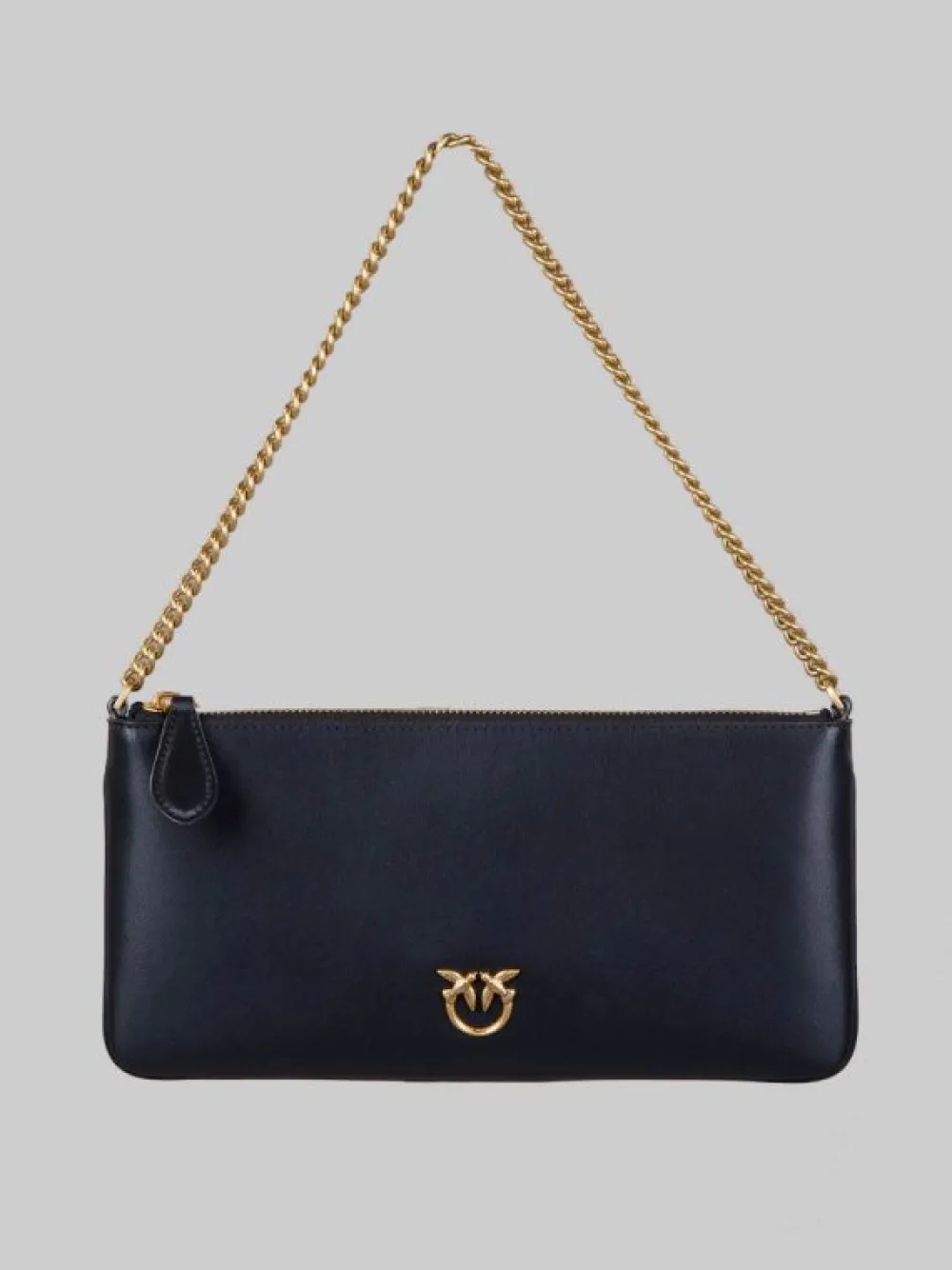 BORSA HORIZONTAL FLAT IN PELLE LISCIA NERA CON TRACOLLINA | PINKO Fashion