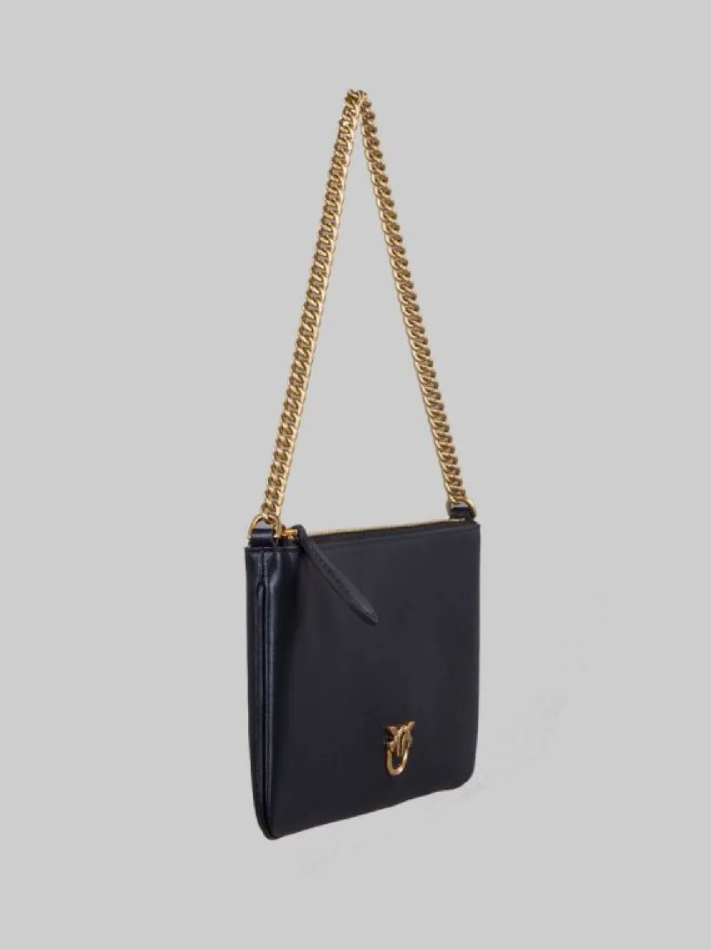 BORSA HORIZONTAL FLAT IN PELLE LISCIA NERA CON TRACOLLINA | PINKO Fashion