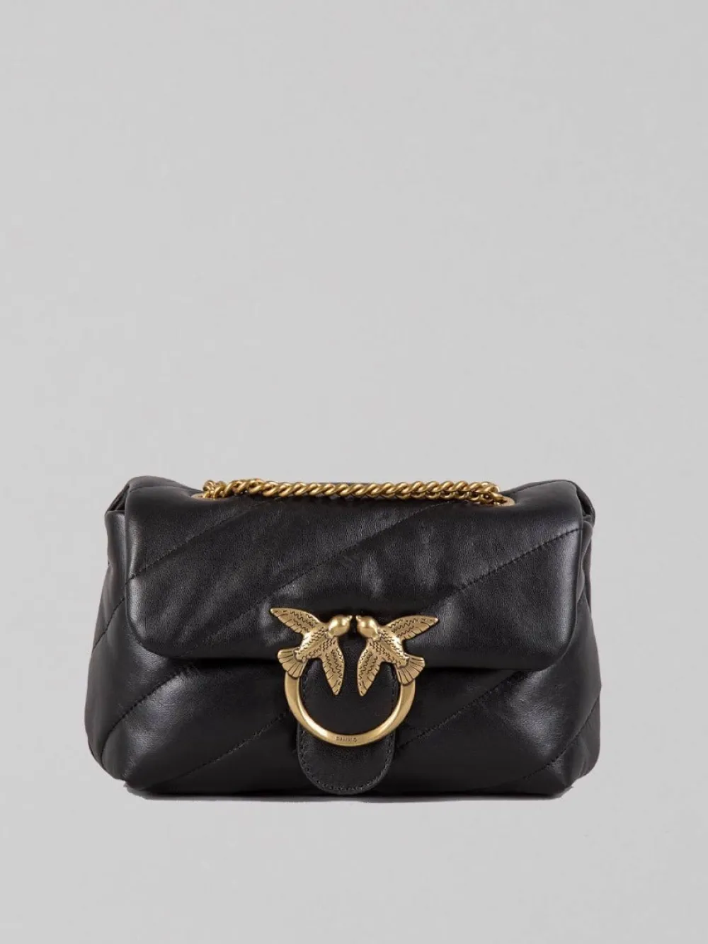 BORSA MINI LOVE PUFF IN NAPPA NERA E ORO | PINKO Clearance