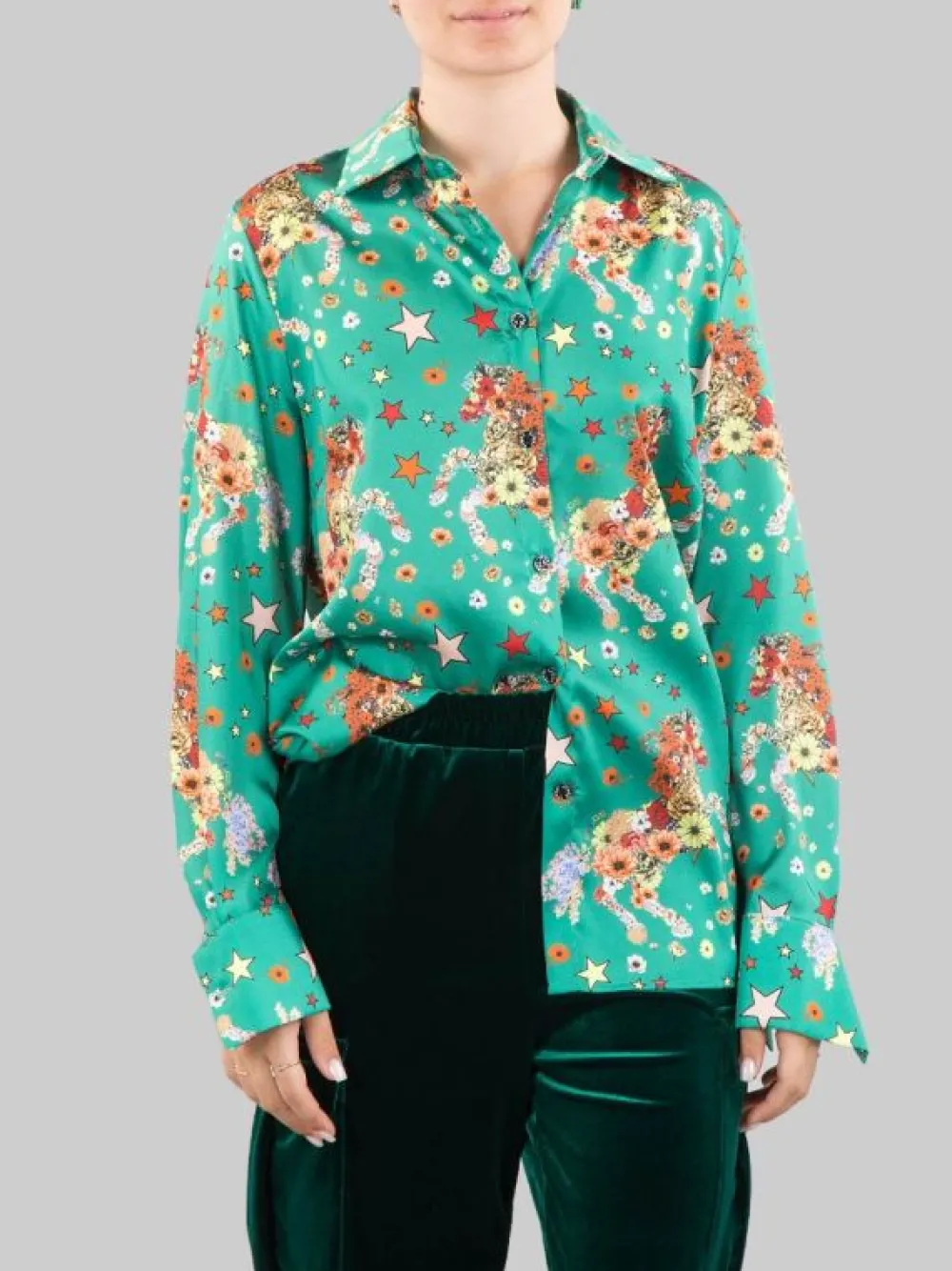 CAMICIA A FANTASIA FIORI E STELLE SU FONDO | 5 PROGRESS Online