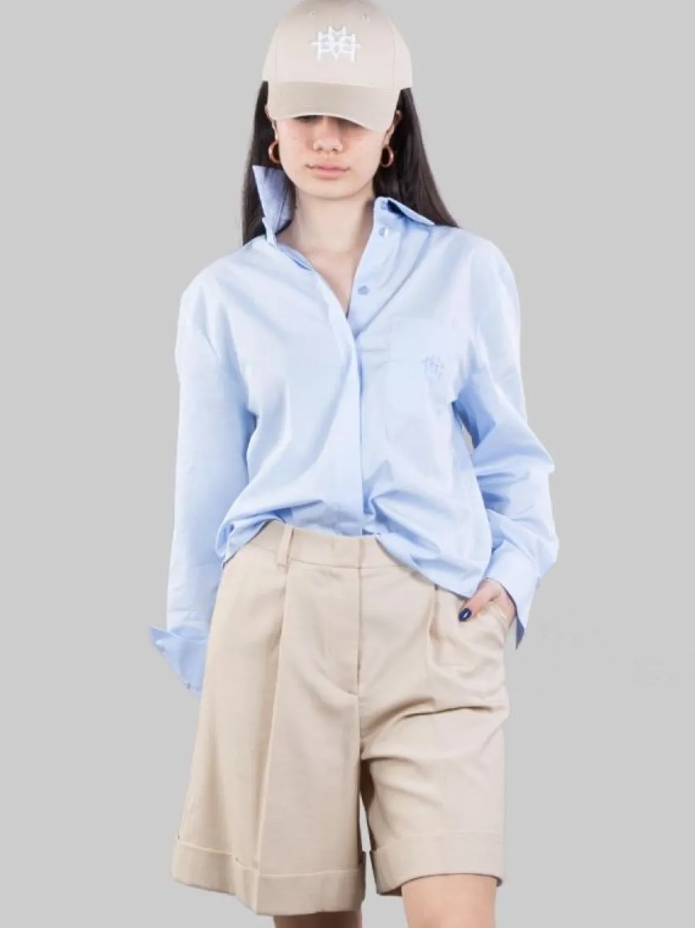 CAMICIA OVERSIZE IN POPELINE DI COTONE CON TASCHINO | MARIA VITTORIA PAOLILLO New