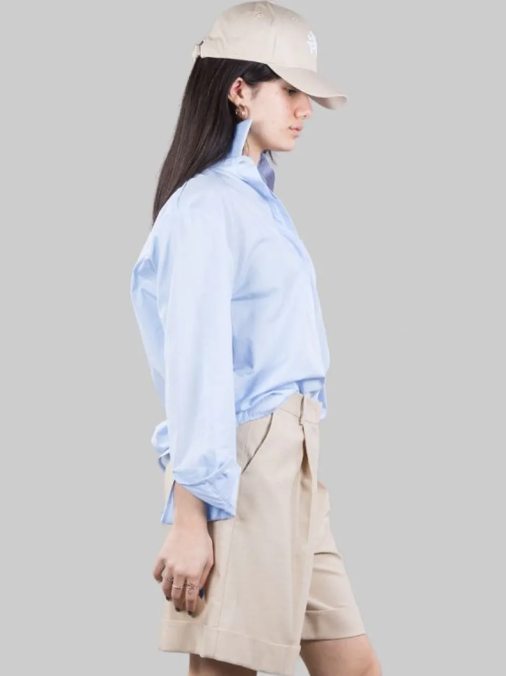 CAMICIA OVERSIZE IN POPELINE DI COTONE CON TASCHINO | MARIA VITTORIA PAOLILLO New