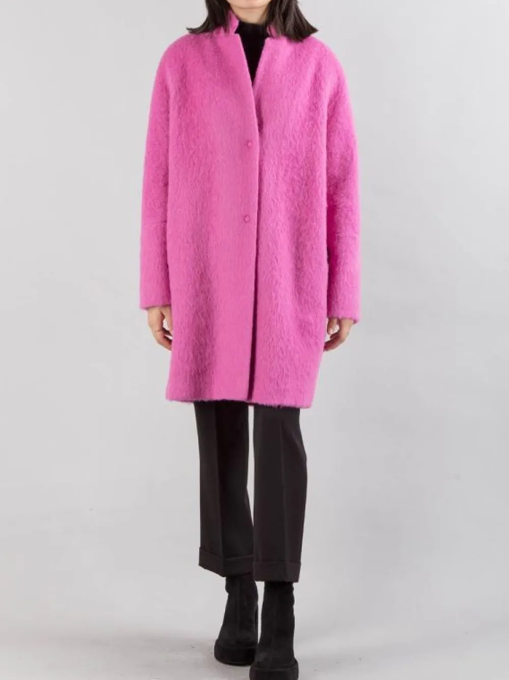 CAPPOTTINO MEDIA LUNGHEZZA OVERSIZE FUCSIA MONOPETTO | MOUCHE Clearance