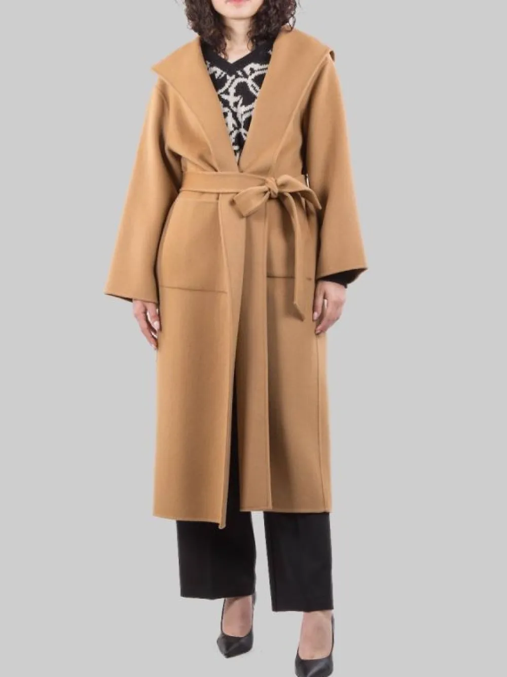 CAPPOTTO A VESTAGLIA EKELON IN PANNO DI LANA CON CINTURA IN VITA | PINKO Best
