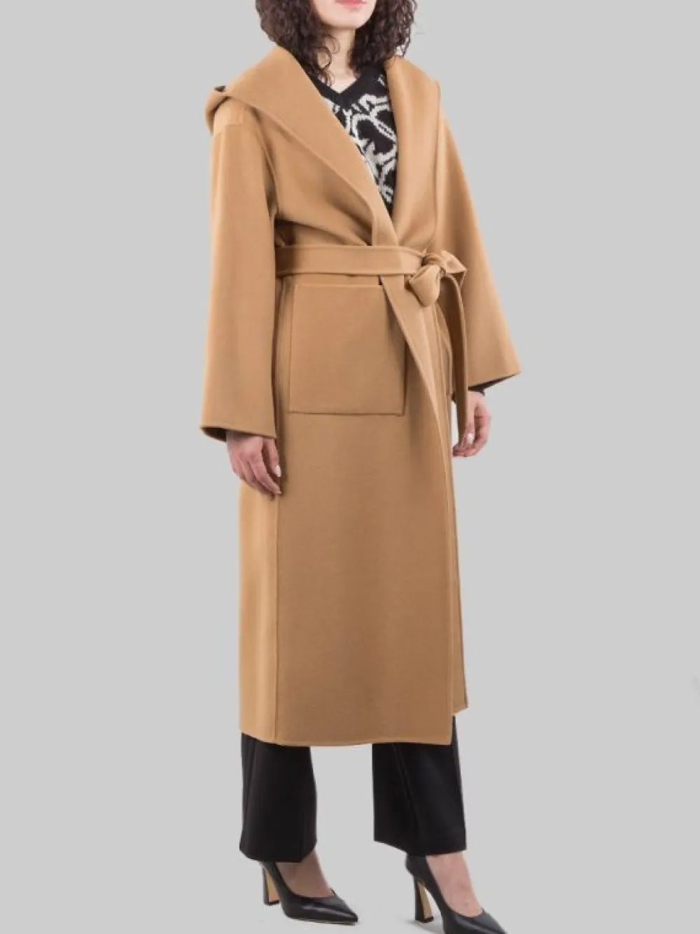 CAPPOTTO A VESTAGLIA EKELON IN PANNO DI LANA CON CINTURA IN VITA | PINKO Best