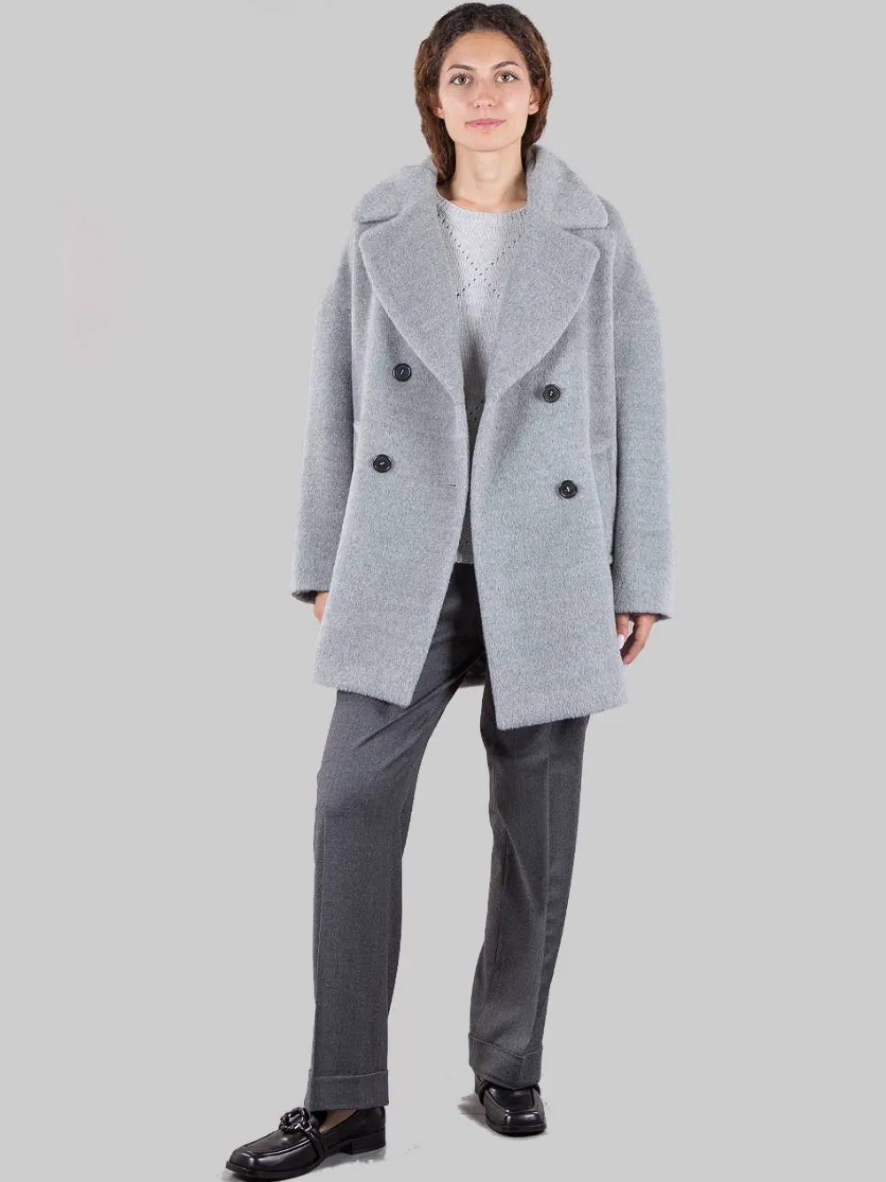 Cappotto doppiopetto in alpaca | ROSSO35 Discount
