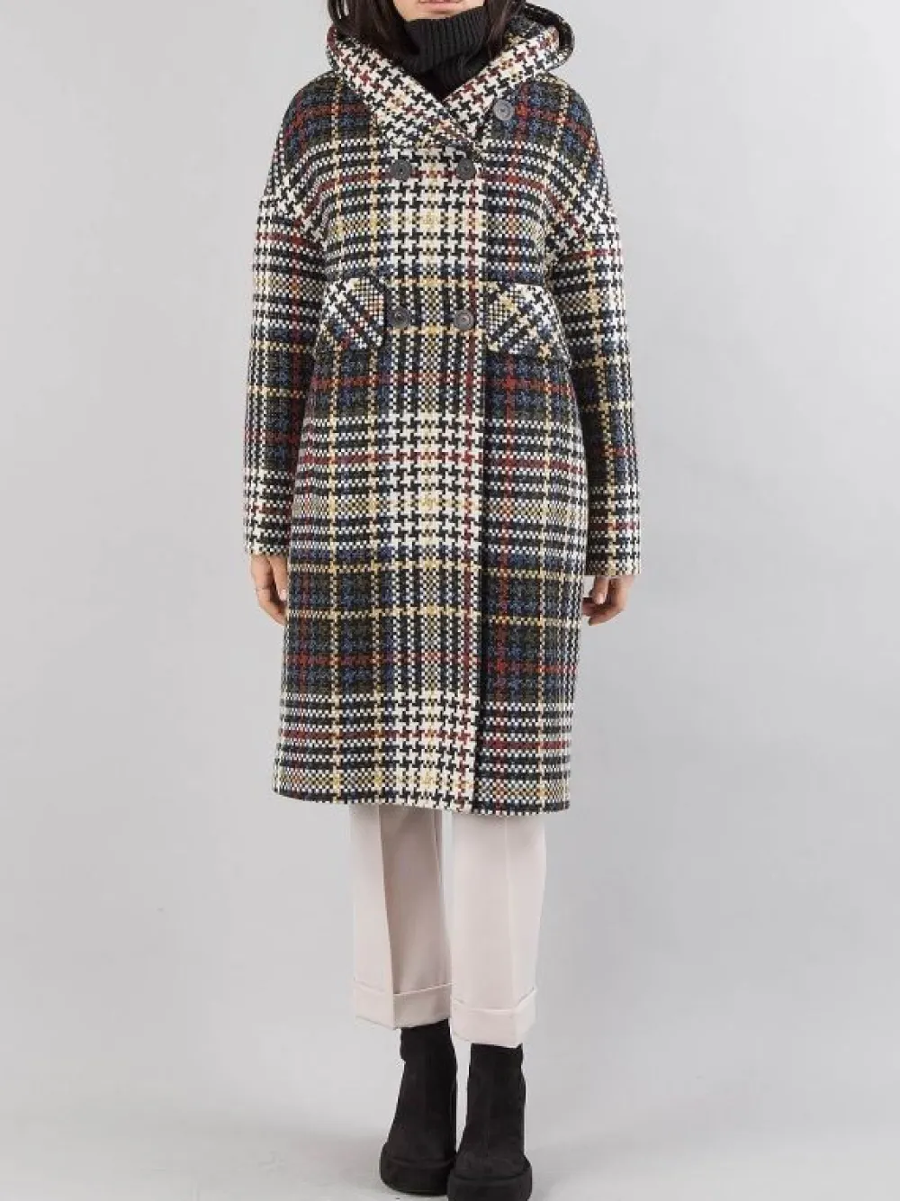 CAPPOTTO DOPPIOPETTO OVER A FANTASIA E CON CAPPUCCIO | MOUCHE New