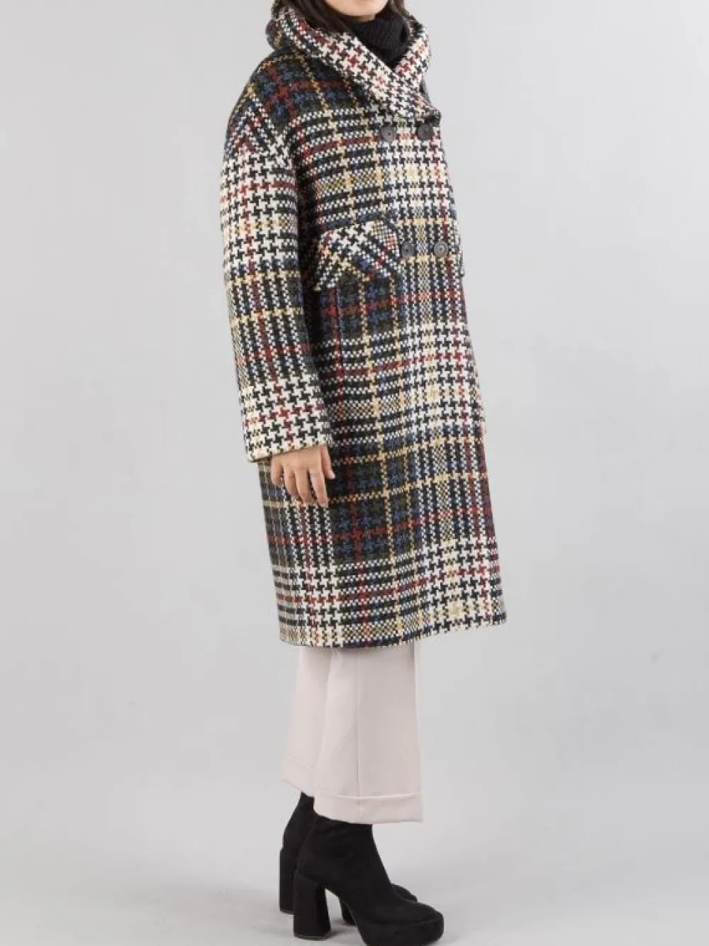 CAPPOTTO DOPPIOPETTO OVER A FANTASIA E CON CAPPUCCIO | MOUCHE New