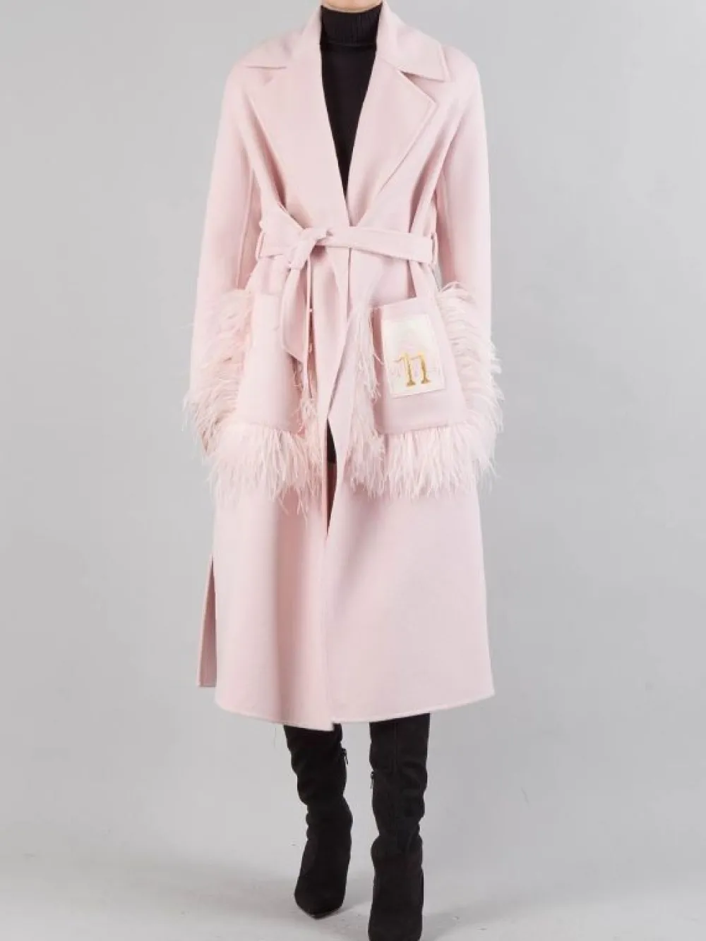 CAPPOTTO LUNGO IN LANA CON TASCHE PROFILATE DI PIUME | ELEVEN Clearance