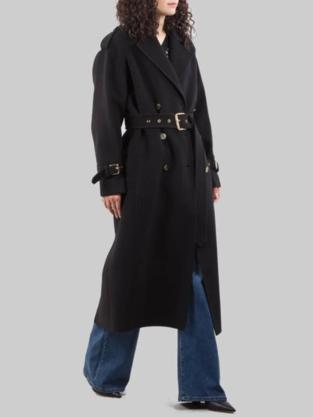CAPPOTTO LUNGO TESTO IN PANNO DI LANA CON CINTURA IN VITA | PINKO Clearance