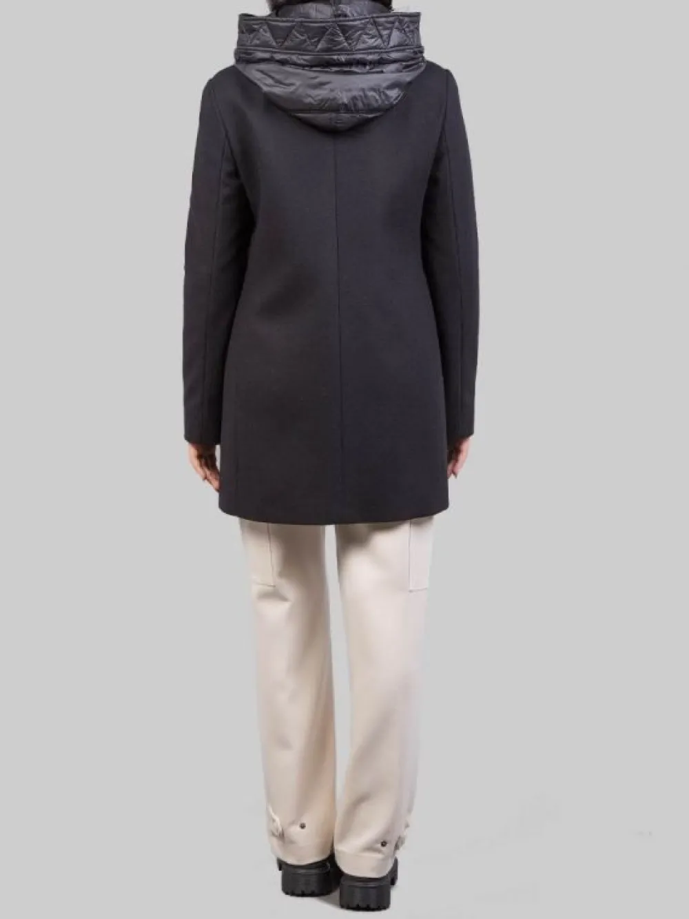 CAPPOTTO TOGGLE IN LANA E TESSUTO TECNICO CON CAPPUCCIO | FAY New