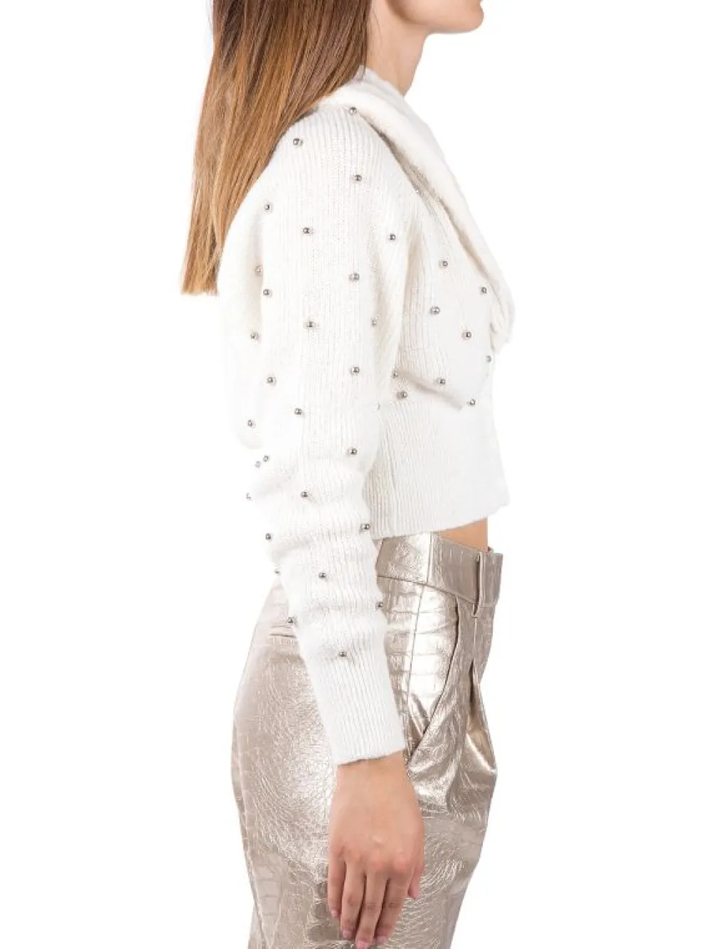 CARDIGAN BURRO CORTO MIZZY CON ECOPELLICCIA E PICCOLE SFERE | ANIYE BY Discount