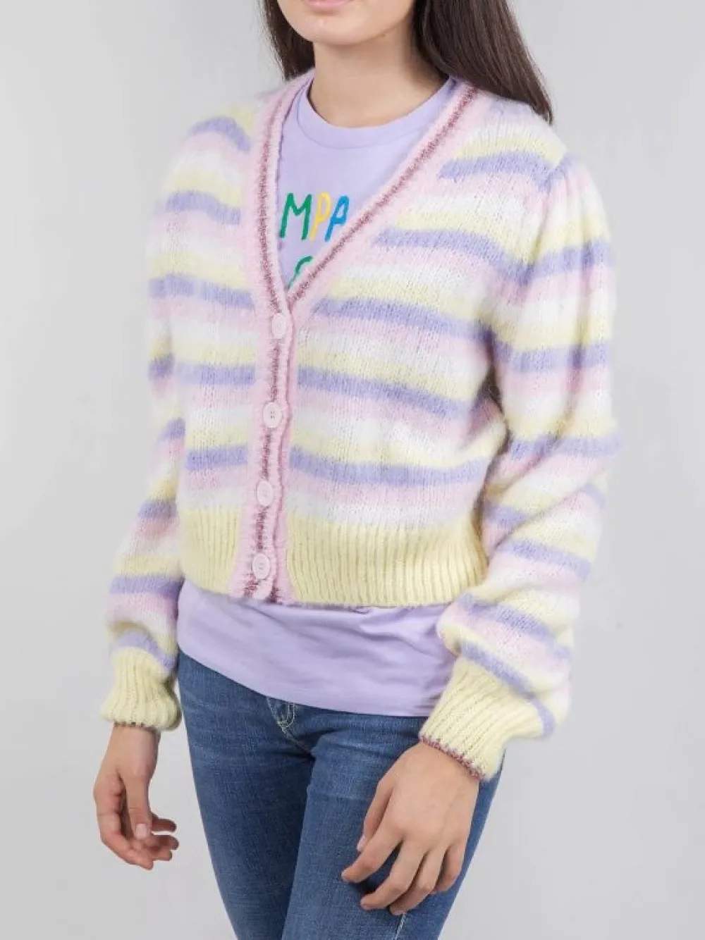 CARDIGAN CORTO A RIGHE E | MC2 SAINT BARTH Outlet