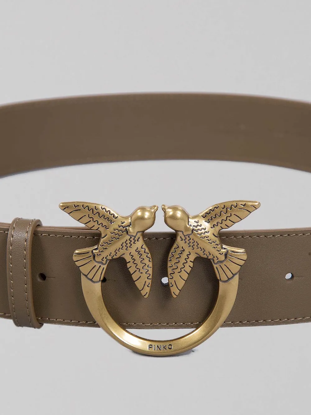 CINTURA LOVE BERRY IN PELLE LISCIA VERDE OLIVA CON FIBBIA LOVE BIRDS | PINKO Hot