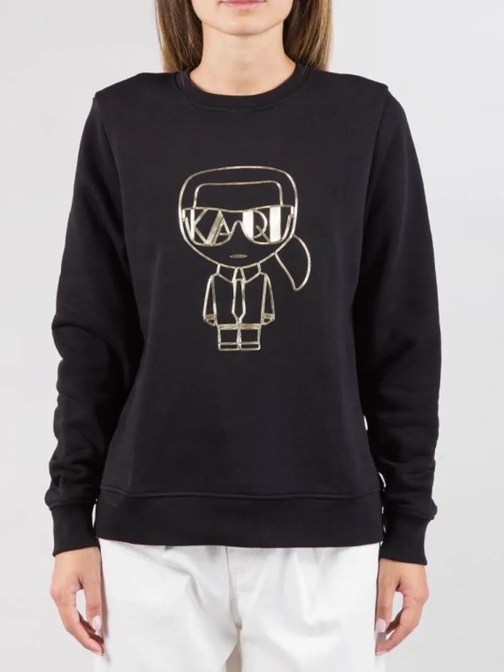 FELPA GIROCOLLO CON GRAFICA ORO METALLIZZATO | KARL LAGERFELD Online