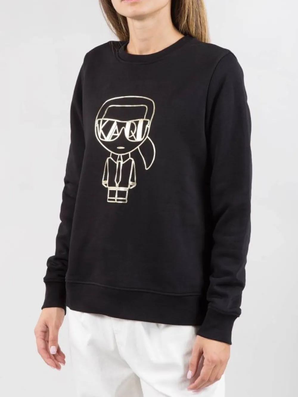 FELPA GIROCOLLO CON GRAFICA ORO METALLIZZATO | KARL LAGERFELD Online