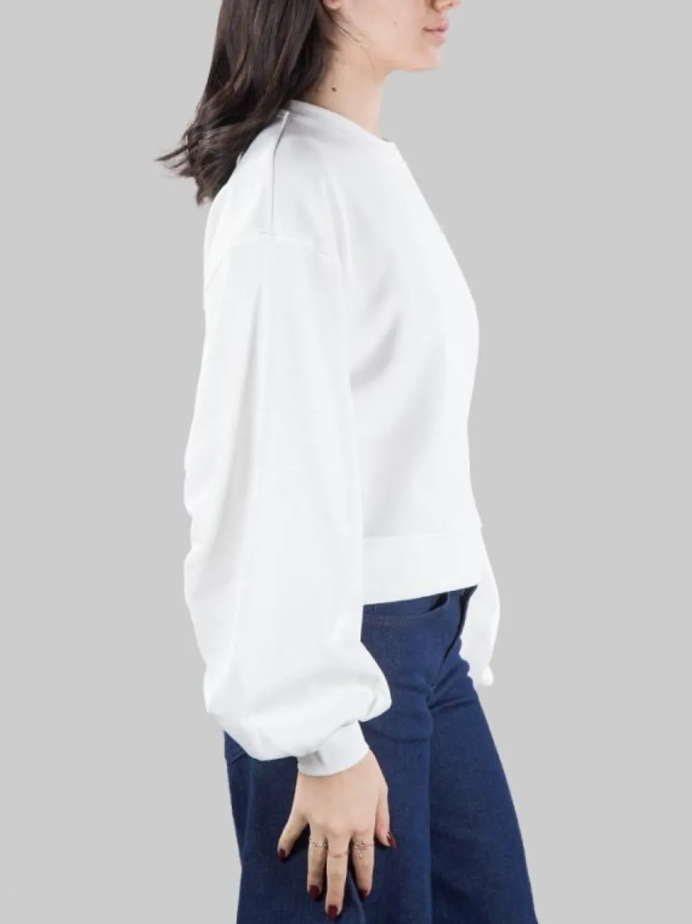 FELPA GIROCOLLO OVERSIZE CON LOGO IN STRASS E PERLINE | PINKO Fashion