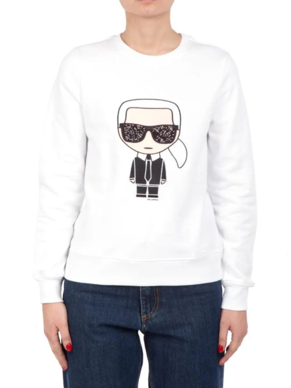 FELPA IKONIK KARL SWEATSHIRT IN COTONE GIROCOLLO BIANCA | KARL LAGERFELD Discount