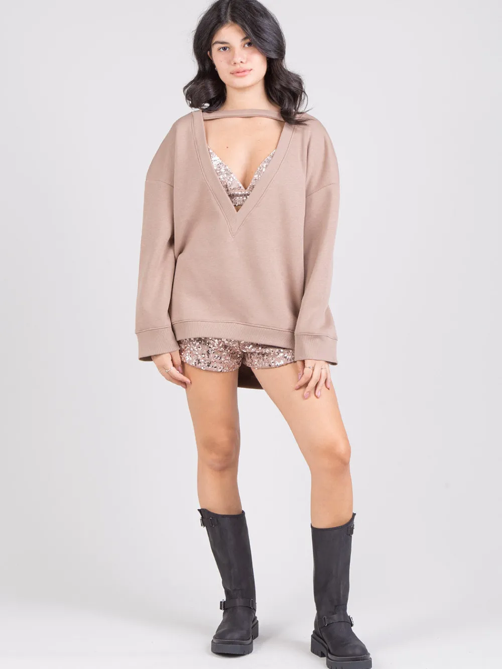 Felpa top paillettes | GINA GORGEOUS New