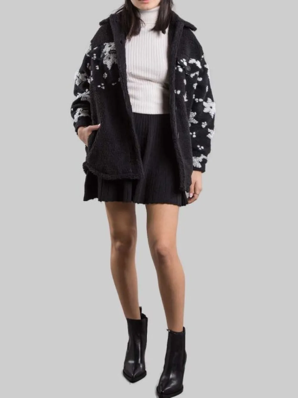 GIACCA CAMICIA ELYS NERA CON FIOCCHI DI NEVE | MC2 SAINT BARTH Discount