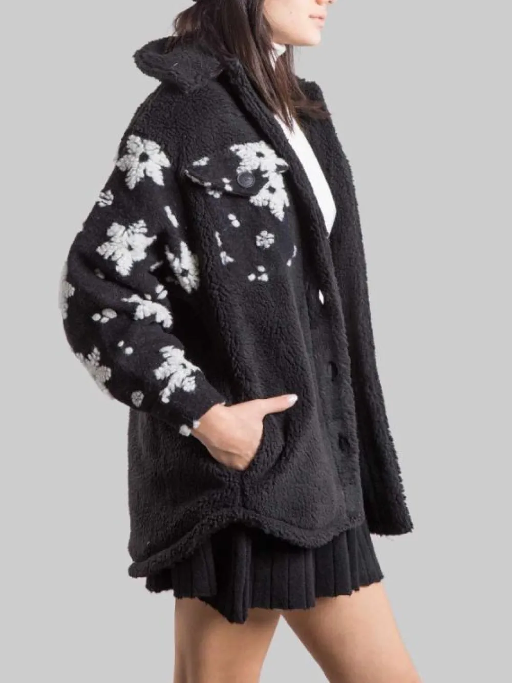 GIACCA CAMICIA ELYS NERA CON FIOCCHI DI NEVE | MC2 SAINT BARTH Discount