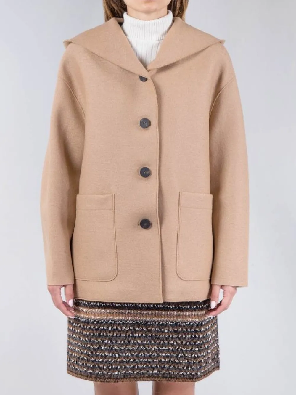 GIACCA IN LANA VERGINE CON CAPPUCCIO | HARRIS WHARF LONDON Sale