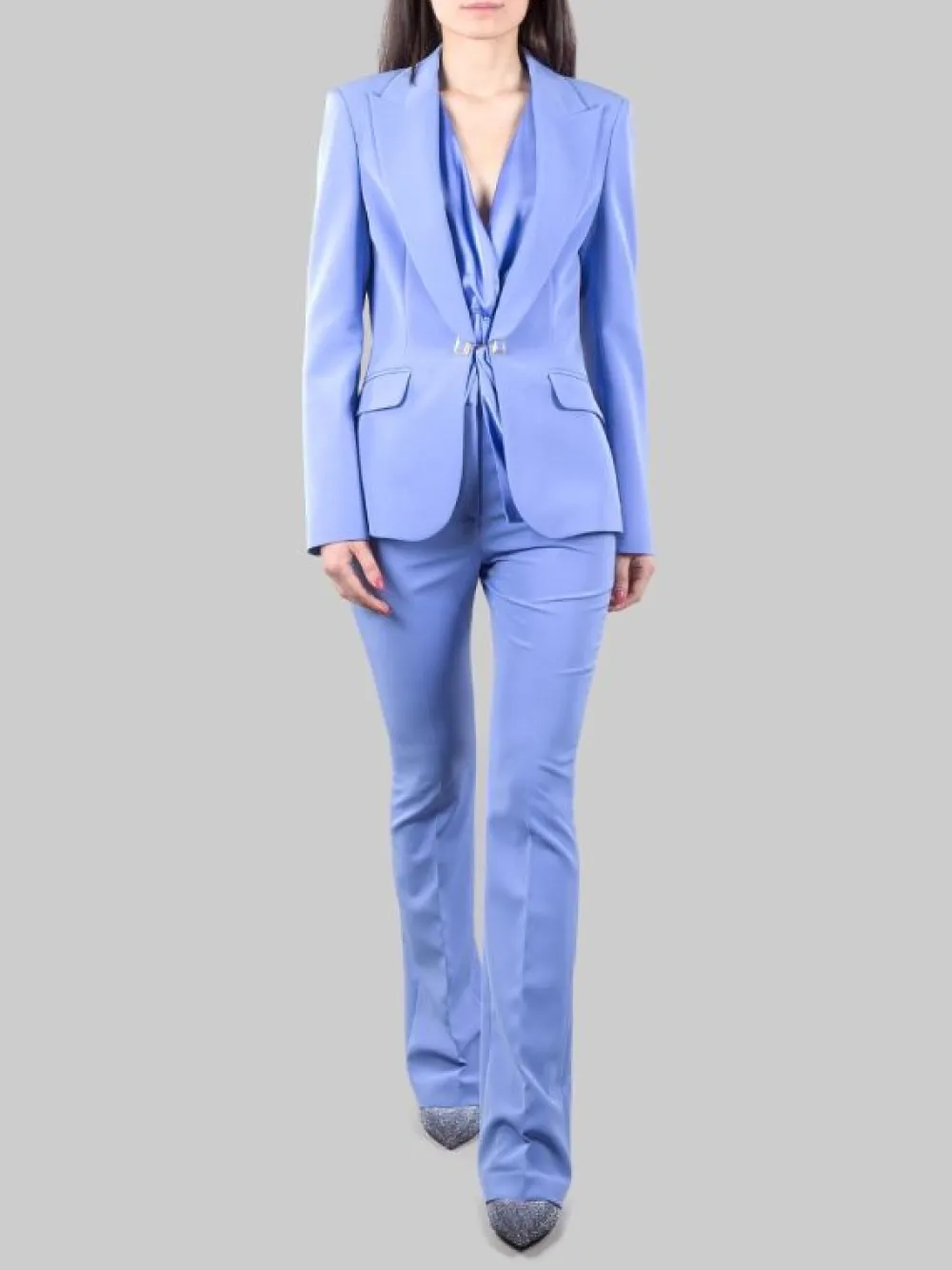 GIACCA MONOPETTO BLU CON BOTTONE GIOIELLO | HANITA New