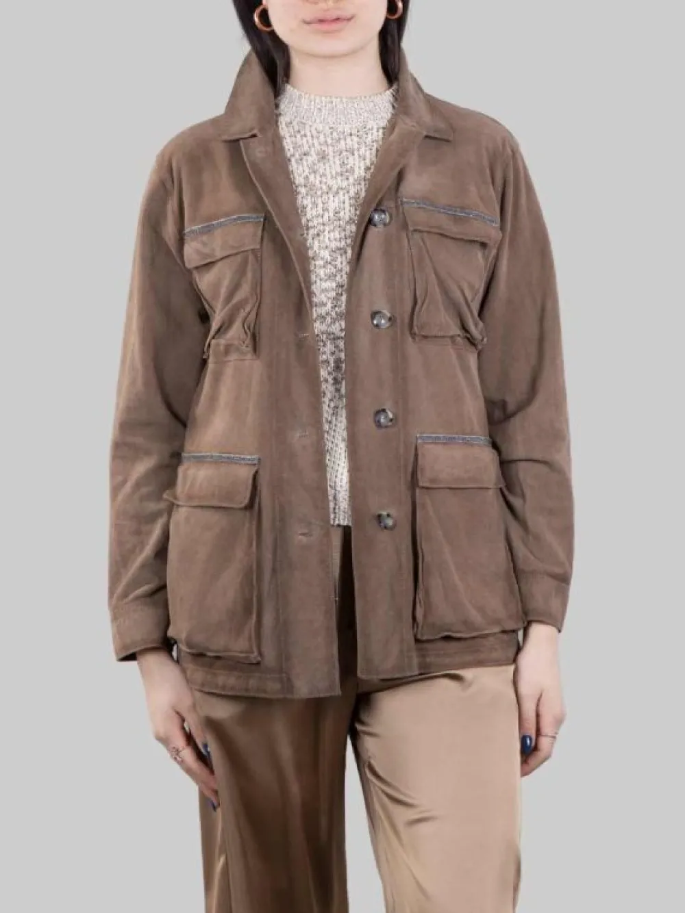 GIACCA SAHARIANA PALM BAY IN PELLE SUEDE EFFETTO VINTAGE CON PUNTI LUCE | THE JACKIE LEATHERS New
