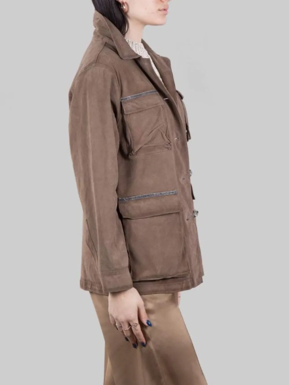 GIACCA SAHARIANA PALM BAY IN PELLE SUEDE EFFETTO VINTAGE CON PUNTI LUCE | THE JACKIE LEATHERS New