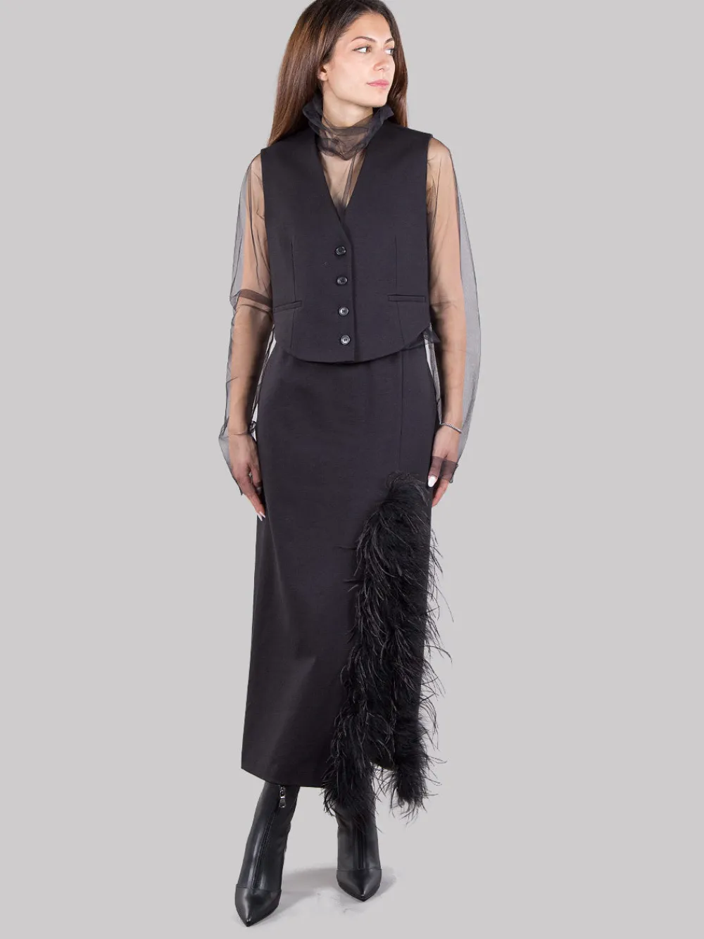 Gonna con piume | MEIMEIJ Fashion