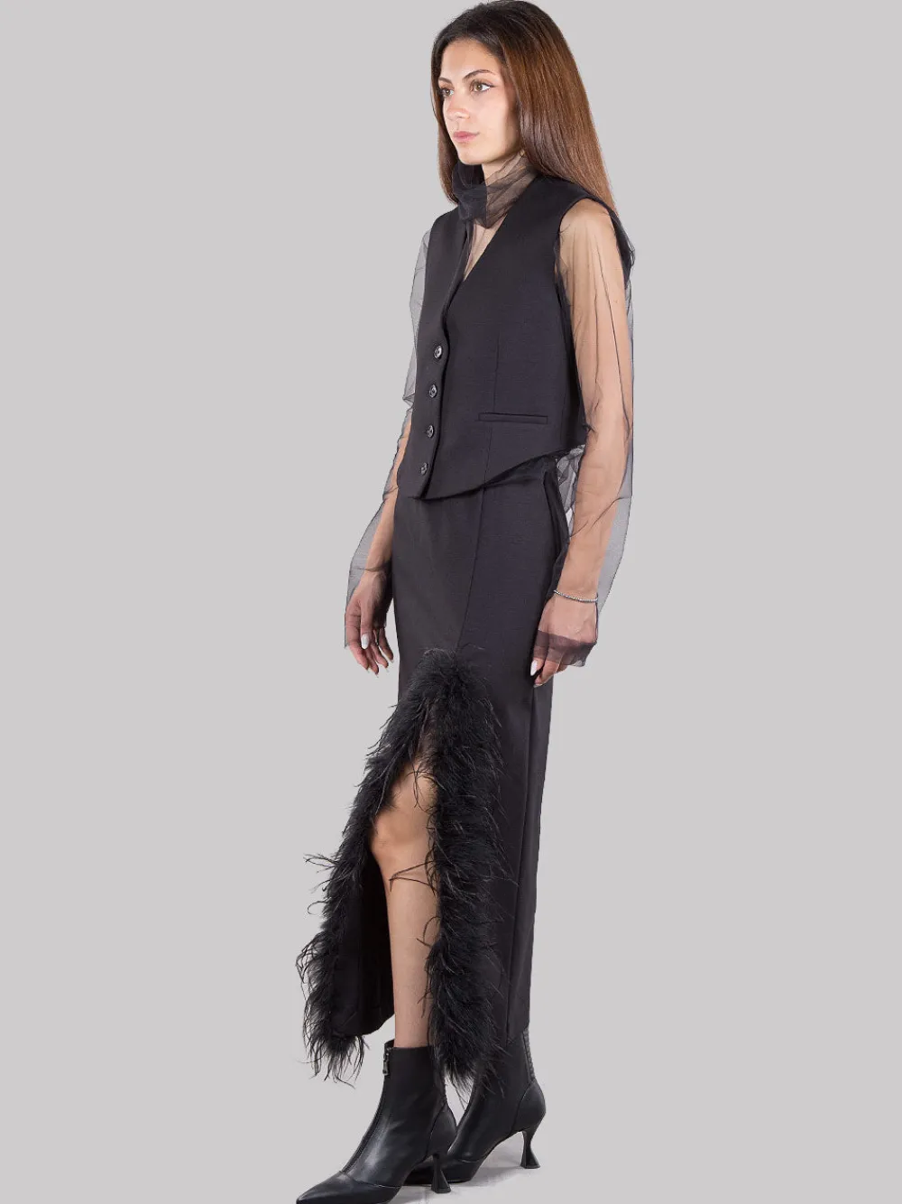 Gonna con piume | MEIMEIJ Fashion