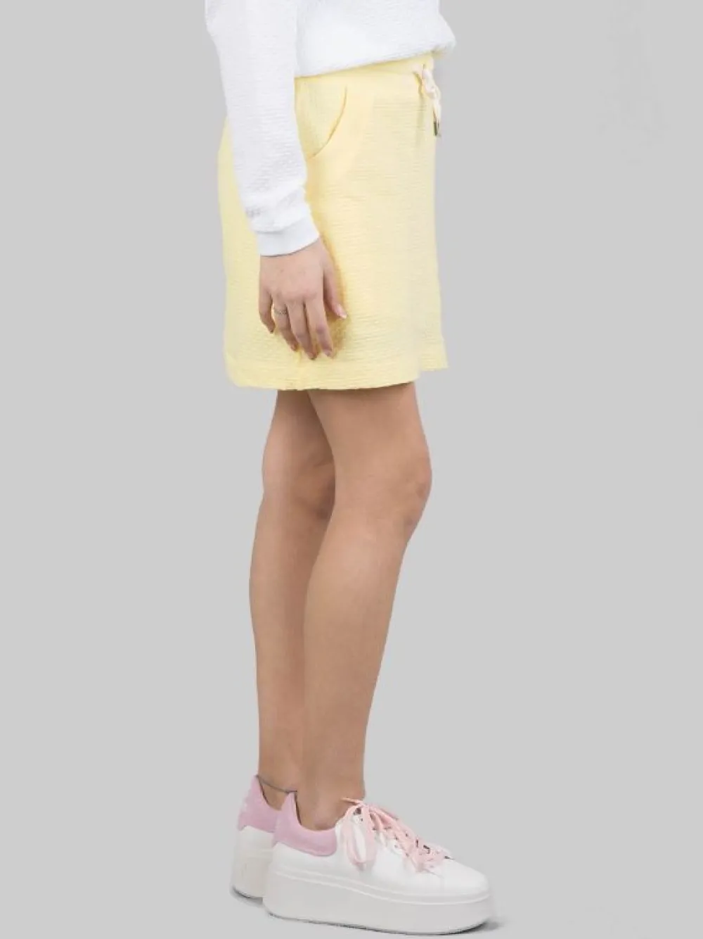 GONNA MINI GIALLA IN TESSUTO ELASTICIZZATO JACQUARD CON COULISSE IN VITA | COLMAR ORIGINALS New