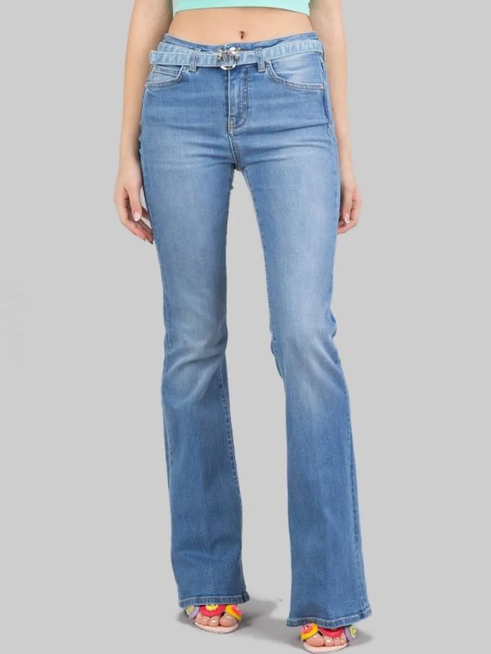 FLORA IN DENIM ELASTICIZZATO CON CINTURA | PINKO Best