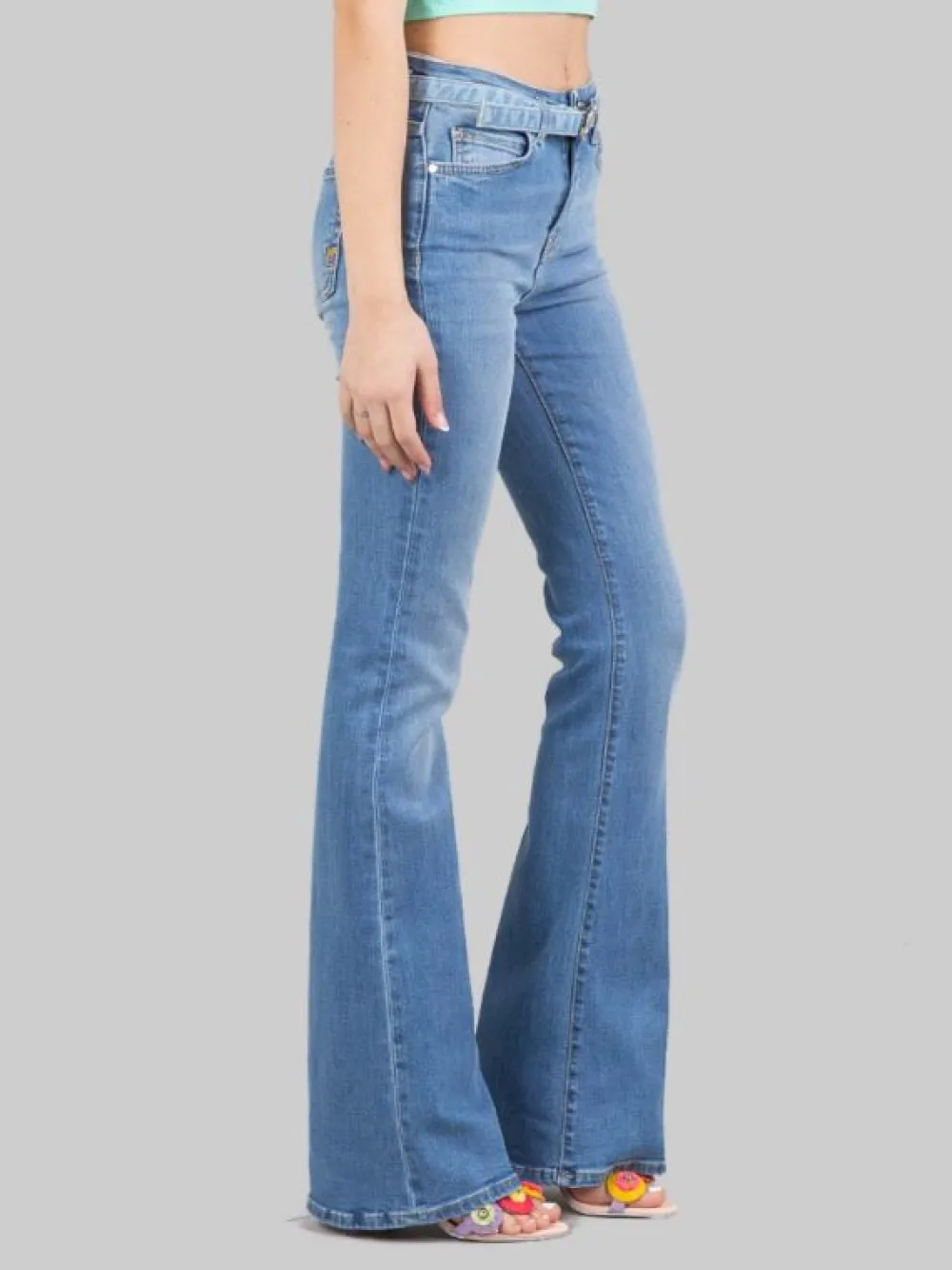 FLORA IN DENIM ELASTICIZZATO CON CINTURA | PINKO Best