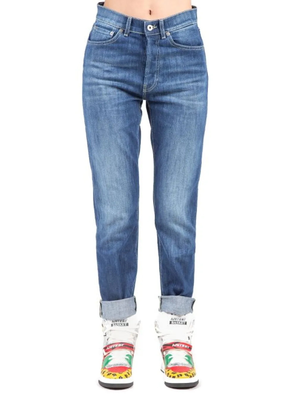 NINA IN DENIM ELASTICIZZATO A VITA ALTA | DONDUP Fashion