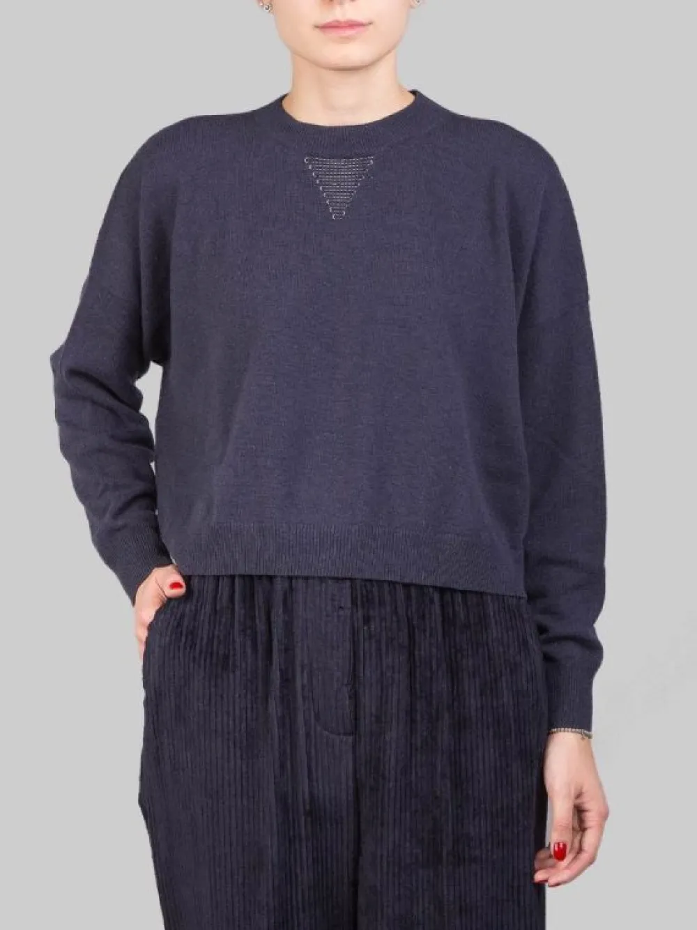 MAGLIA CORTA GIROCOLLO IN FILATI NATURALI CON PUNTI LUCE | PESERICO Discount