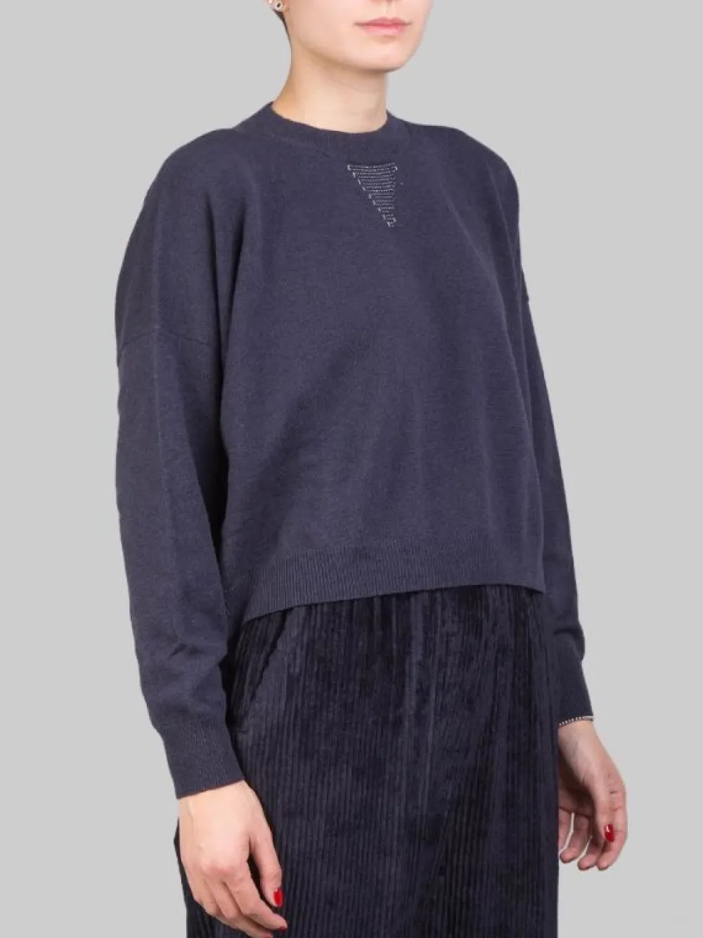 MAGLIA CORTA GIROCOLLO IN FILATI NATURALI CON PUNTI LUCE | PESERICO Discount