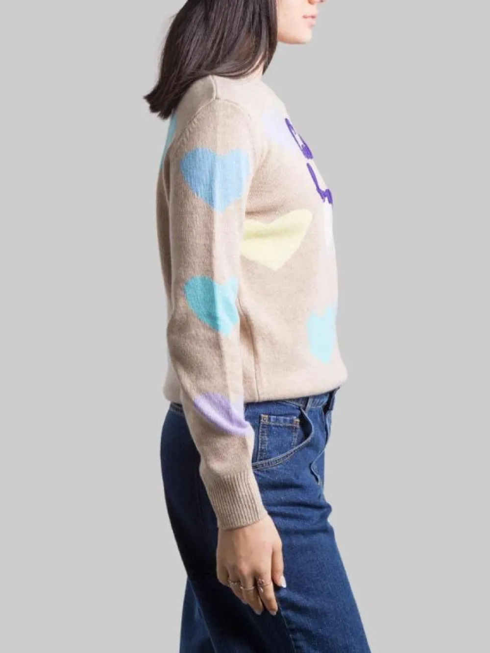MAGLIA GIROCOLLO CON GRAFICA "C'EST L'AMOUR" E CUORI | MC2 SAINT BARTH Sale