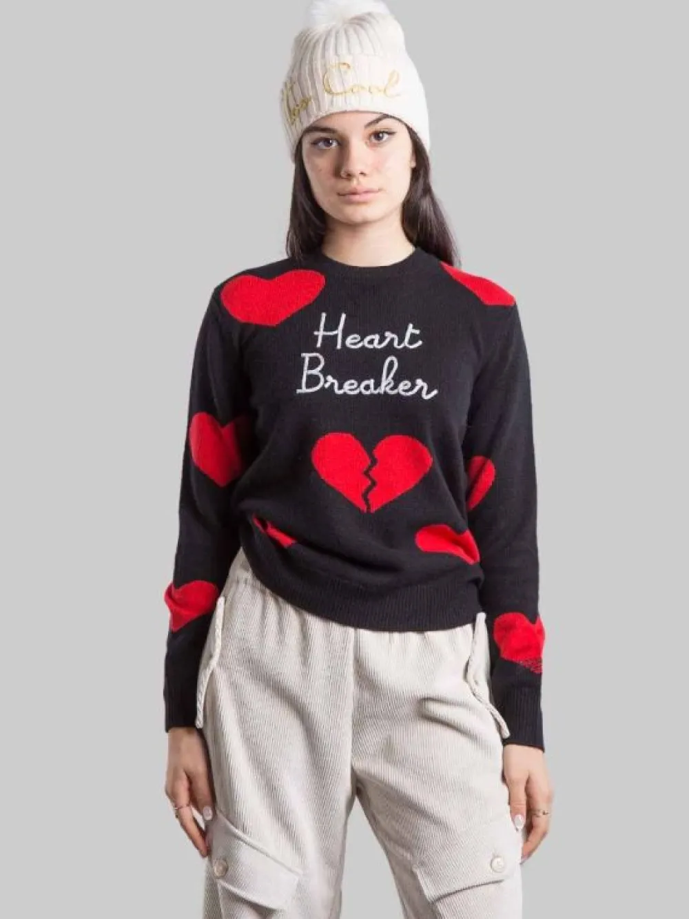 MAGLIA GIROCOLLO NERA CON GRAFICA "HEART BREAKER" | MC2 SAINT BARTH Best