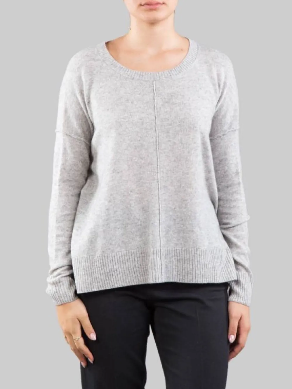 MAGLIA CHIARO IN CASHMERE GIROCOLLO CON RIGA | ABSOLUT CASHMERE Sale