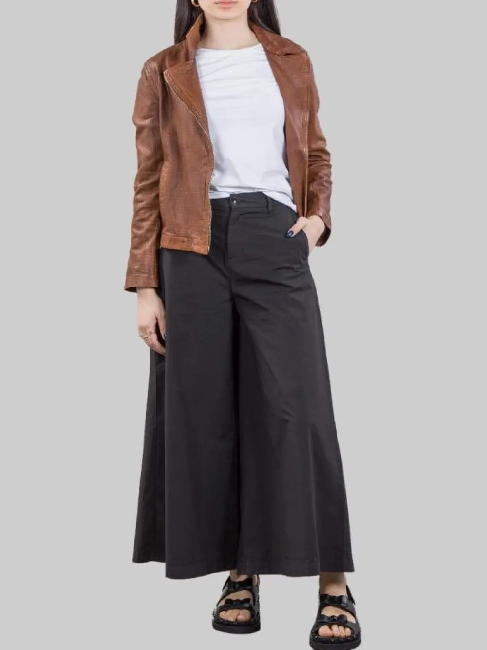 MAXI PANTALONI ELLE IN COTONE ELASTICIZZATO CON GAMBE AMPIE | I LOVE MP Hot