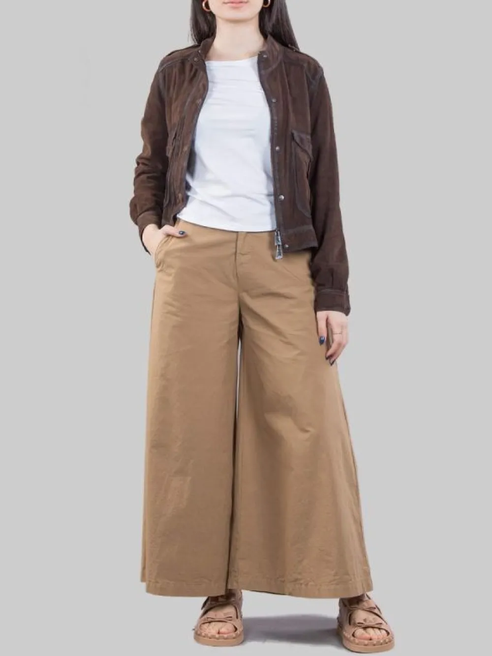 MAXI PANTALONI ELLE IN COTONE ELASTICIZZATO CON GAMBE AMPIE | I LOVE MP Discount