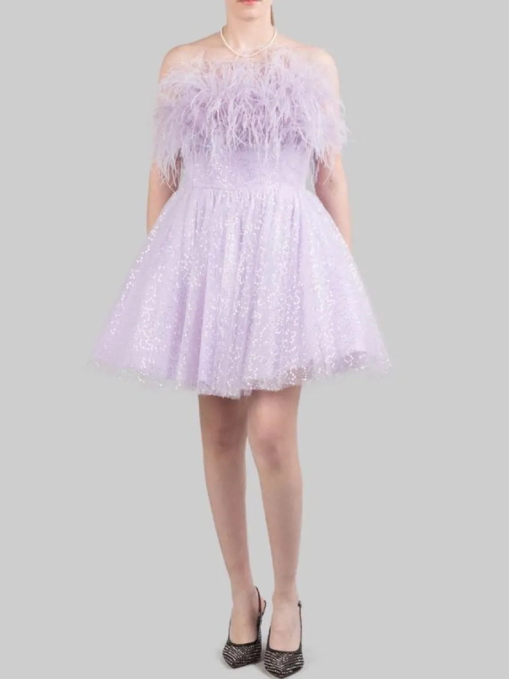 MINI ABITO CON PAILLETTES E PIUME | SHERRI HILL New