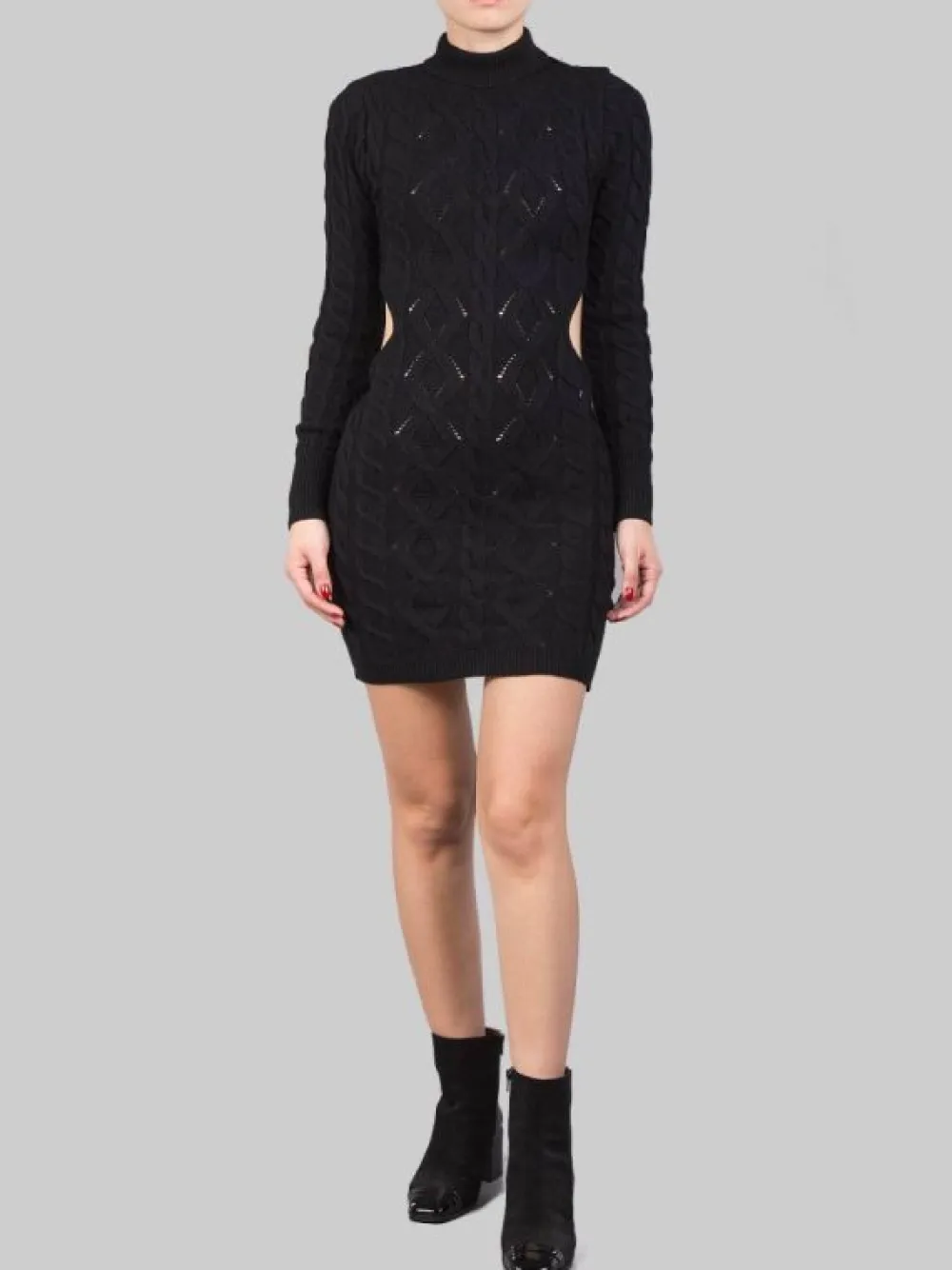 MINI ABITO IN MAGLIA INTRECCIATA CON SCOLLATURA SULLA SCHIENA | AKEP Best